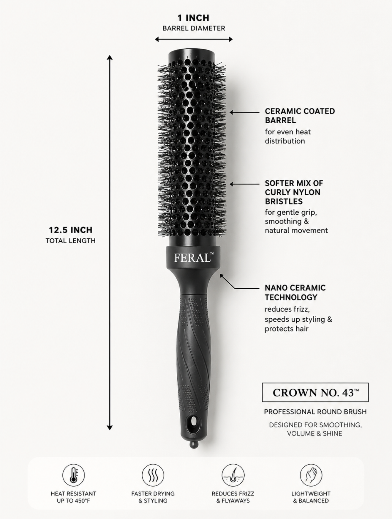 FERAL Crown Brush — No. 43